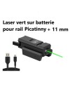 Laser vert rechargeable pour rail picatinny et 11 mm