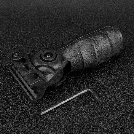 Poignée tactique noire ergonomique rétractable pour rail picatinny/weaver