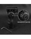 Poignée tactique noire ergonomique rétractable pour rail picatinny/weaver