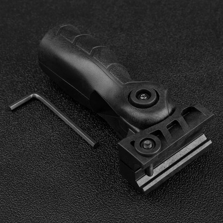 Poignée tactique noire ergonomique rétractable pour rail picatinny/weaver
