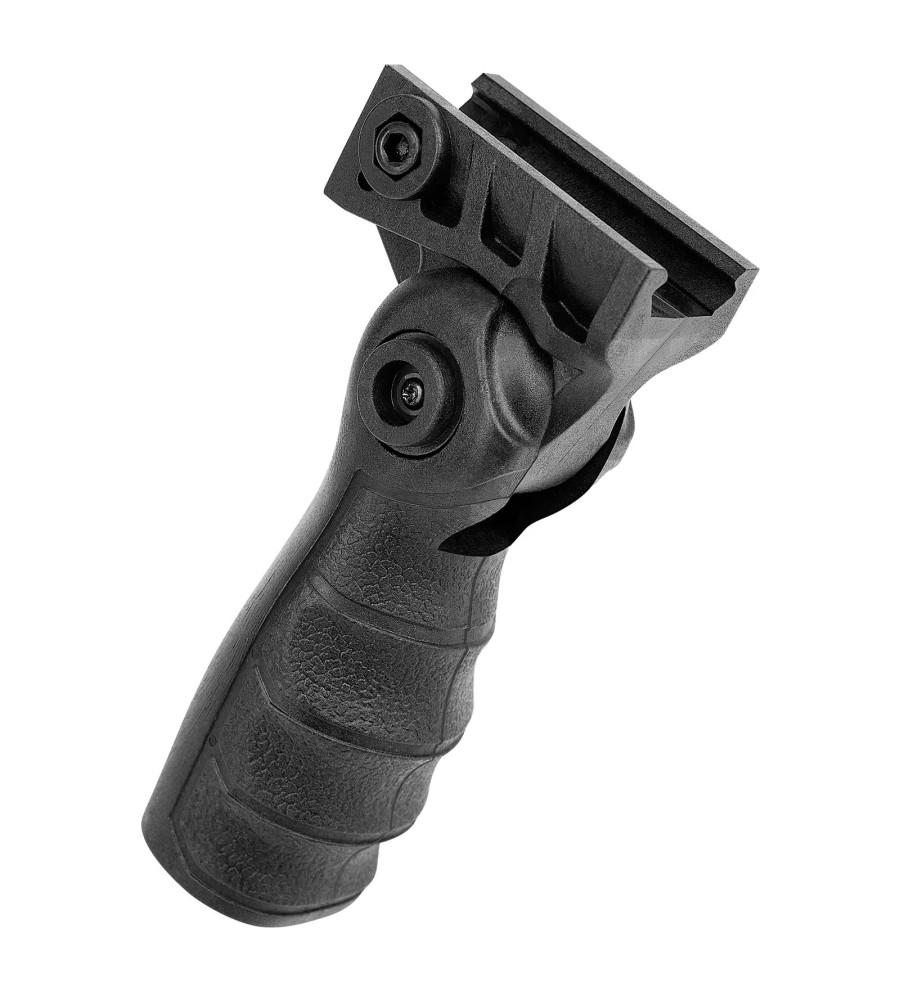 Poignée tactique noire ergonomique rétractable pour rail picatinny/weaver