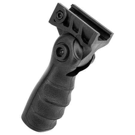 Poignée tactique noire ergonomique rétractable pour rail picatinny/weaver
