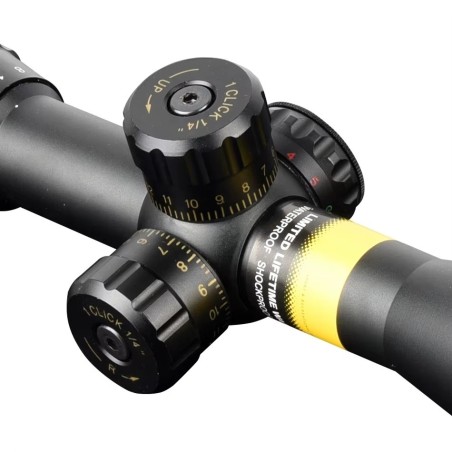 Lunette de tir 4-16x44 AOE avec réticulle lumineux rouge ou vert et colliers aux choix
