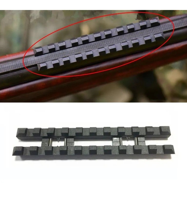 Rail Picatinny en acier pour bande ventilée de fusil de 10 mm de large