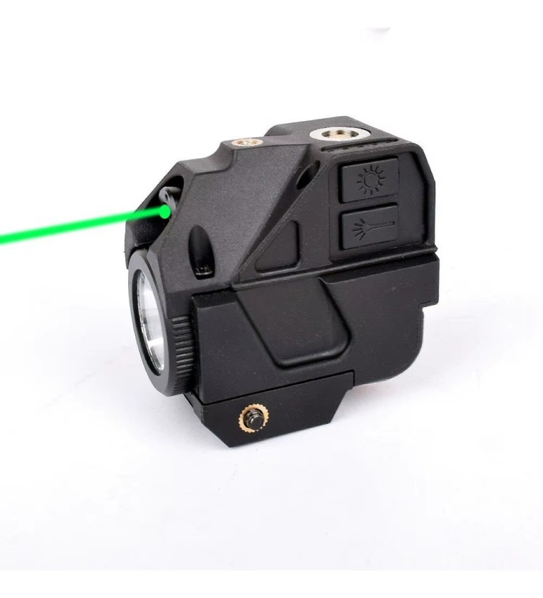 Lampe Laser Vert et led 500 Lumens Strobo rail picatinny pour arme de poing