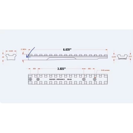 Embase rail picatinny pour Carabine Mauser 98 (0 MOA)
