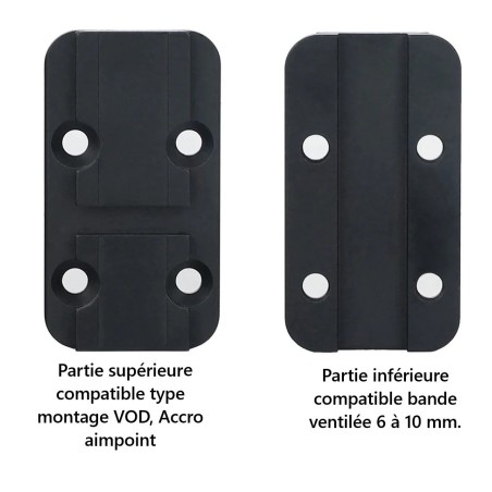 Rail ACRO VOD (type aimpoint) pour bande ventilée de 6 à 10 mm