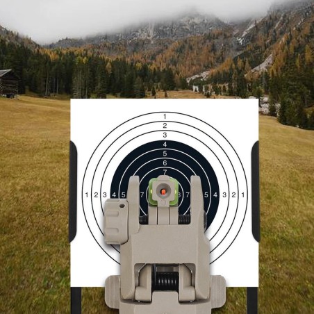 Hausse et guidon Tan en fibre optique rabattable type AR15 avec platine amovible pour rail picatinny