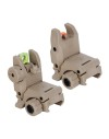 Hausse et guidon Tan en fibre optique rabattable type AR15 avec platine amovible pour rail picatinny