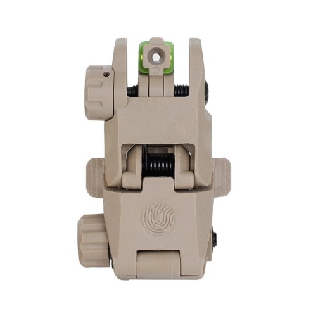 Hausse et guidon Tan en fibre optique rabattable type AR15 avec platine amovible pour rail picatinny