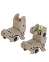 Hausse et guidon Tan en fibre optique rabattable type AR15 avec platine amovible pour rail picatinny
