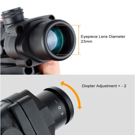 Viseur point rouge Red Dot ACOG 5x35 avec Fibre optique rouge Gen 2