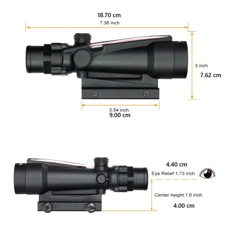 Viseur point rouge Red Dot ACOG 5x35 avec Fibre optique rouge Gen 2