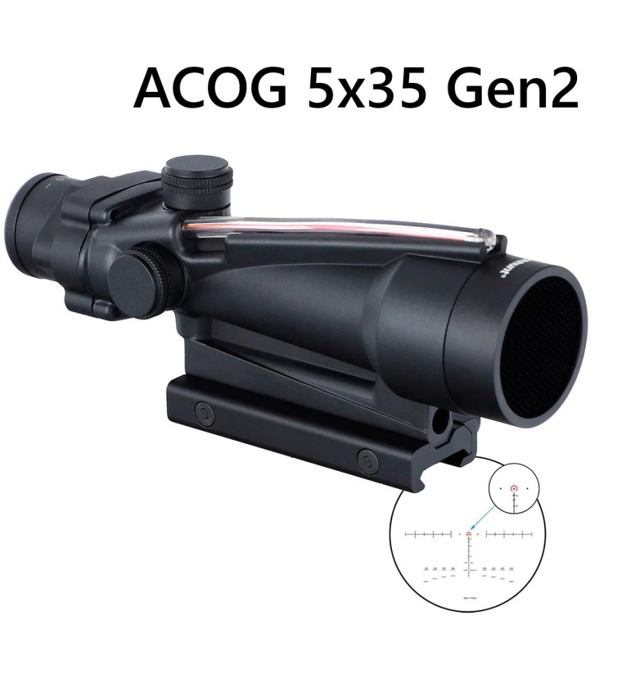 Viseur point rouge Red Dot ACOG 5x35 avec Fibre optique rouge Gen 2