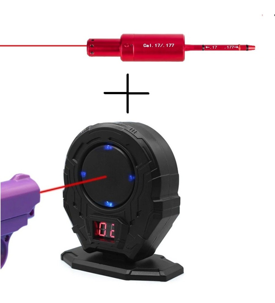 Cible electronique et Cartouche laser de réglage, de manipulation et de tir d'entrainement pour arme 17 HMR / 4,5 mm a plombs