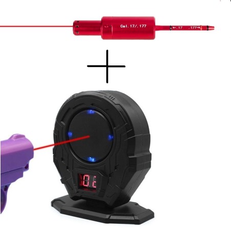 Cible electronique et Cartouche laser de réglage, de manipulation et de tir d'entrainement pour arme 17 HMR / 4,5 mm a plombs