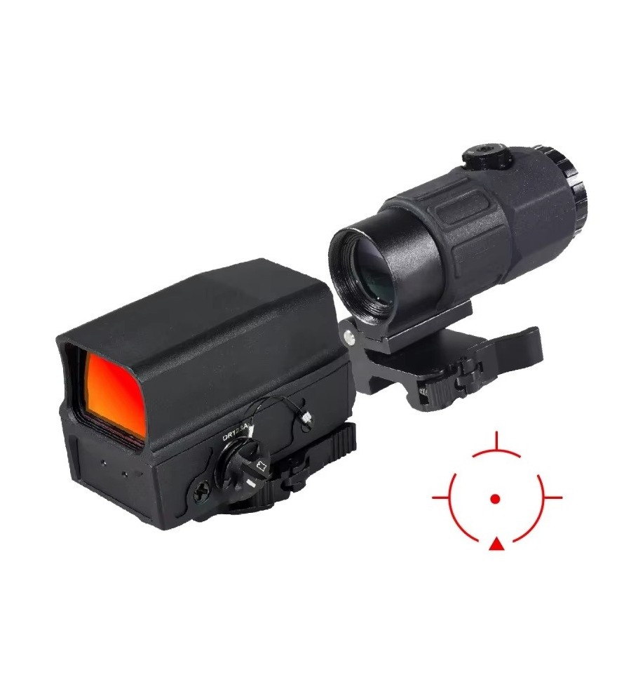 Pack Red Dot holographique et magnifier zoom X5 pour rail picatinny