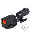 Pack Red Dot holographique et magnifier zoom X5 pour rail picatinny