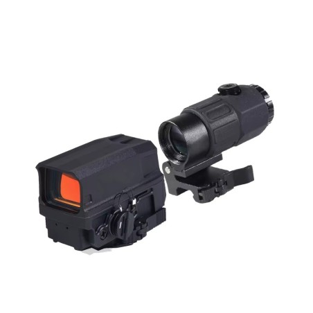 Pack Red Dot holographique et magnifier zoom X5 pour rail picatinny