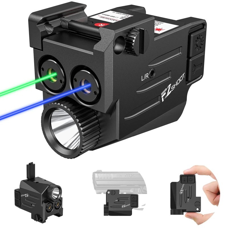 Lampe avec double Laser Bleu et vert LED 800 lumens Flash Strobo pour rail picatinny