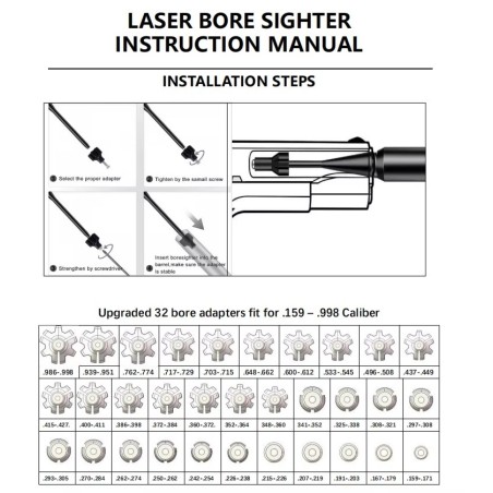 Collimateur de réglage Vert Professionnel USB en mallette calibre 0.17 jusqu'à calibre 12 GA