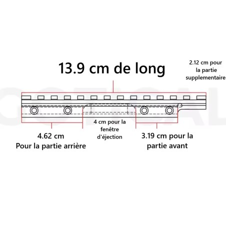Embase rail picatinny pour rail 11mm de Carabine CZ 452, 453, 455, 511, 512