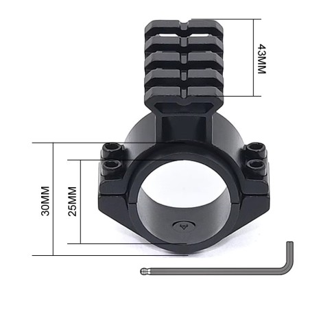 Embase Rail picatinny pour montage sur optique de visée 25,4mm et 30mm