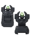 Hausse et guidon en fibre optique rabattable type AR15 tete de mort noir pour rail picatinny