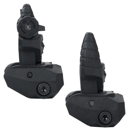 Hausse et guidon en fibre optique rabattable type AR15 tete de mort noir pour rail picatinny
