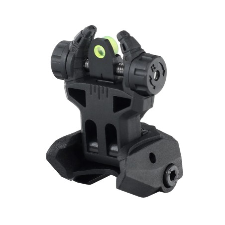 Hausse et guidon en fibre optique rabattable type AR15 tete de mort noir pour rail picatinny