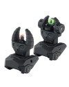 Hausse et guidon en fibre optique rabattable type AR15 tete de mort noir pour rail picatinny