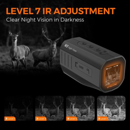 Monoculaire enregistreur de vision nocturne 1080, 12MP, Zoom 5X