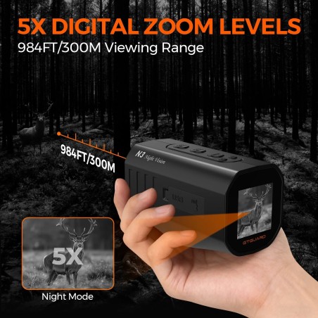 Monoculaire enregistreur de vision nocturne 1080, 12MP, Zoom 5X