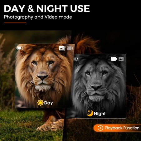 Monoculaire enregistreur de vision nocturne 1080, 12MP, Zoom 5X