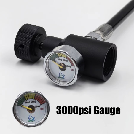 Rallonge HPA 1m3 avec manomètre, Quick connect, Vis on/off et joint de rechange