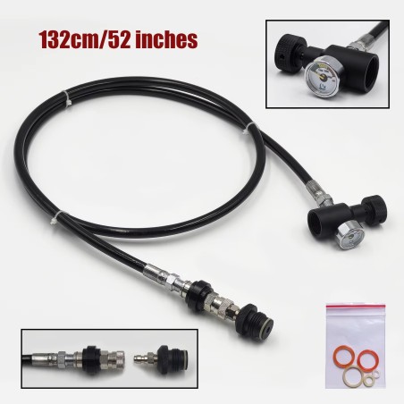 Rallonge HPA 1m3 avec manomètre, Quick connect, Vis on/off et joint de rechange