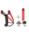Pack Fronde de chasse / lance pierre F3X en métal avec support poignée et un elastique de rechange