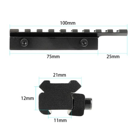 Adaptateur de rail 11 à 22 mm longueur 10 cm
