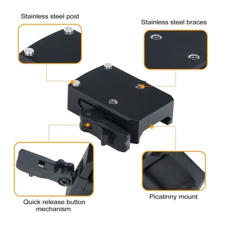 Montage rail picatinny attache rapide QD pour red dot RMR Holosun