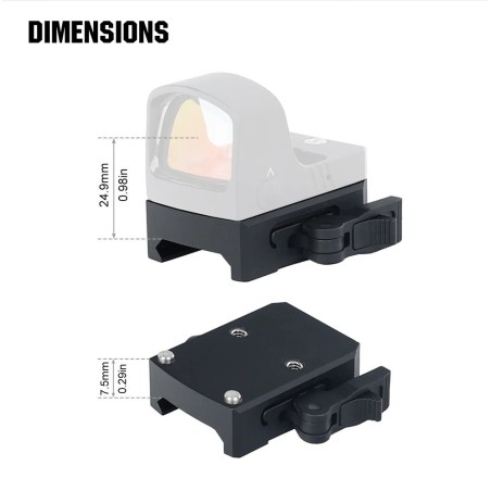 Montage rail picatinny attache rapide QD pour red dot RMR Holosun