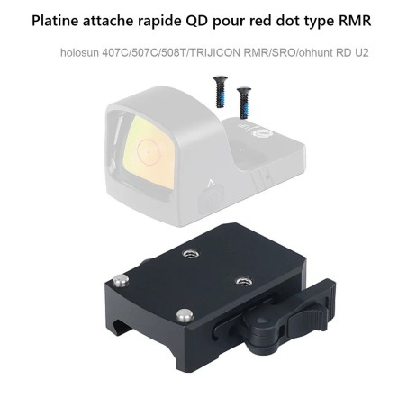 Montage rail picatinny attache rapide QD pour red dot RMR Holosun