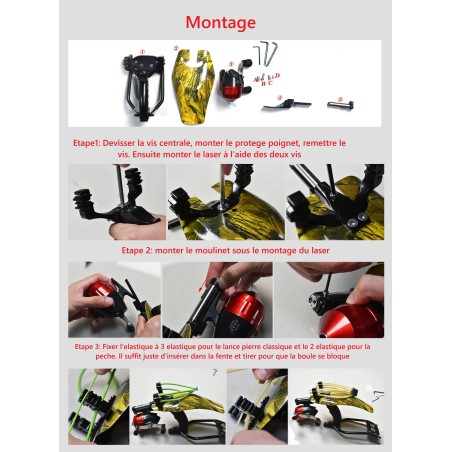 Pack Fronde de chasse / lance pierre F3X Luxe avec laser, moulinet et protection