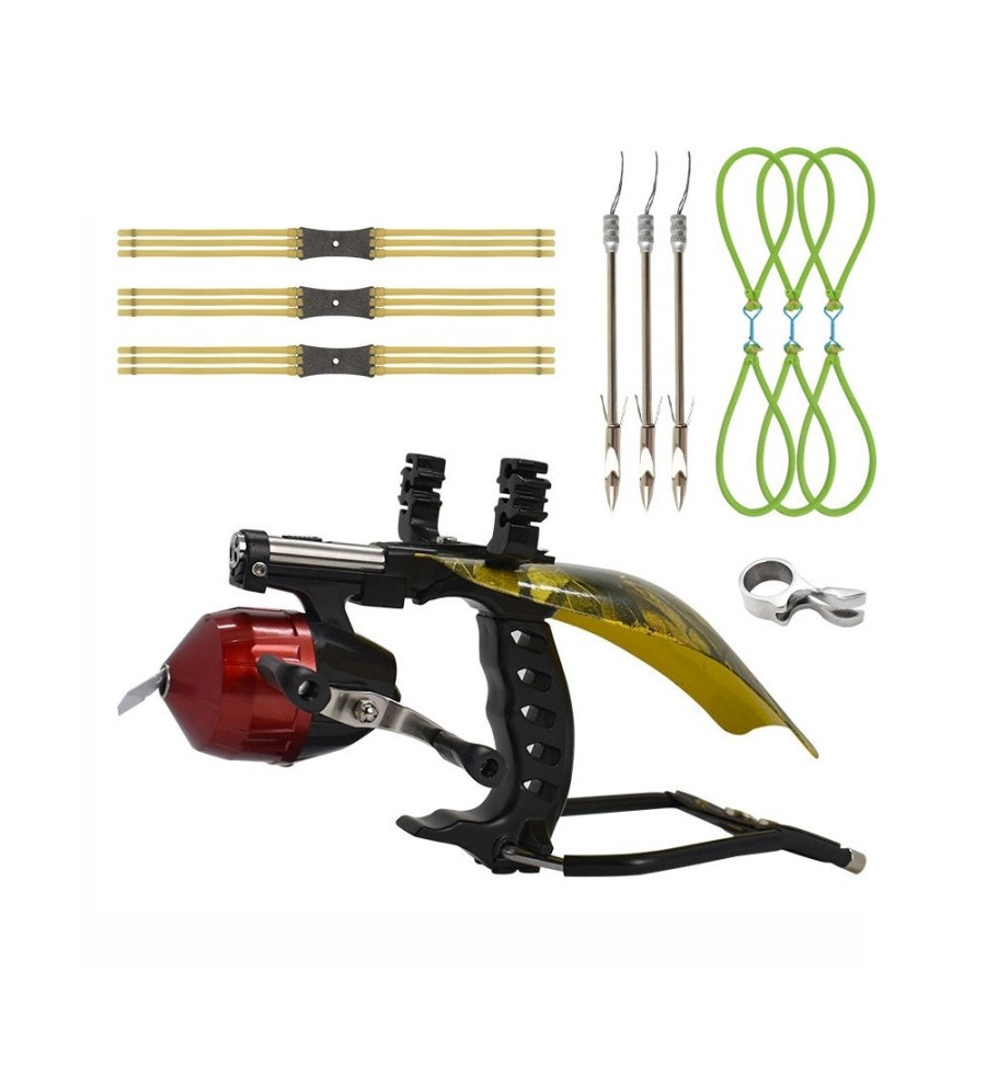 Pack Fronde de chasse / lance pierre F3X Luxe avec laser, moulinet et protection