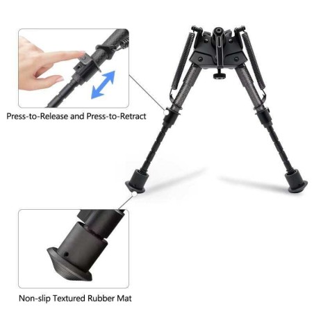 Bipied pivotant Métal pour rail picatinny et grenadière avec adaptateur pour rail picatinny
