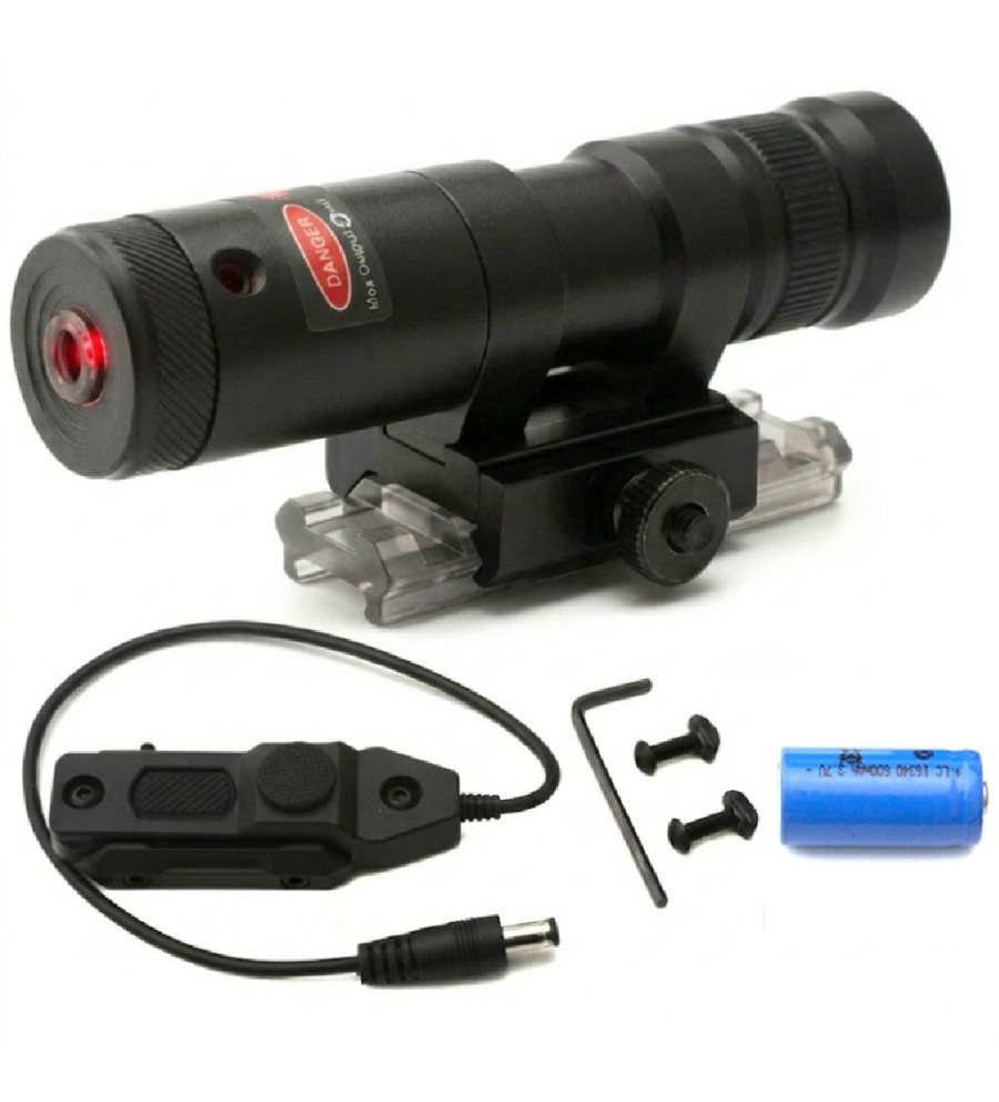 Laser rouge tactique avec switch pour montage sur rail picatinny weaver (pile + chargeur)