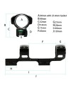 Monobloc déporté pour rail 11 mm et diamètre de tube de 25.4 (1") et 30 mm avec niveau à bulle