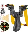 Pack lance pierre / Fronde de chasse noir avec laser, cibles, elastiques et billes en metal (
