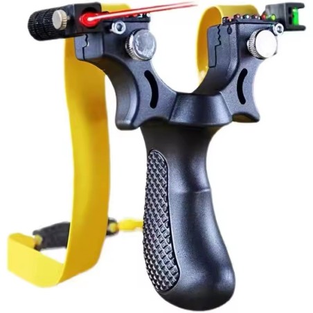 Pack lance pierre / Fronde de chasse noir avec laser, cibles, elastiques et billes en metal (