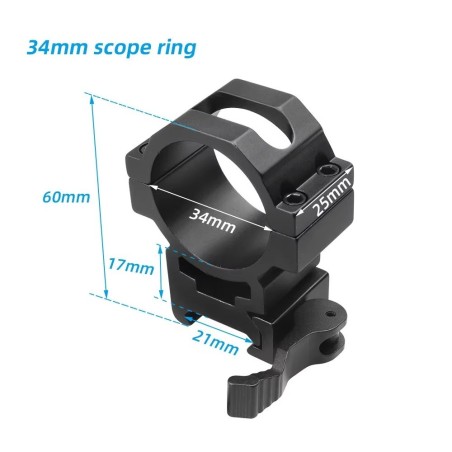 Colliers de fixation haut avec attache rapide pour lunette de tir rail 22 mm diamètre 34 mm