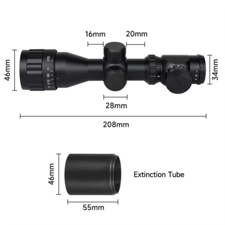 Lunette de tir 2-6x32 compacte avec réticule illuminé colliers 11 ou 22 mm